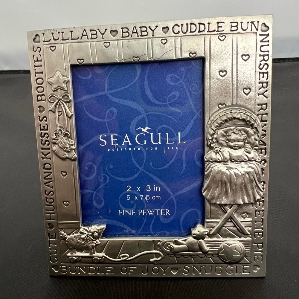 Seagull Fine Pewter Mini Picture Frame Baby Nursery 3”x4” Freestanding